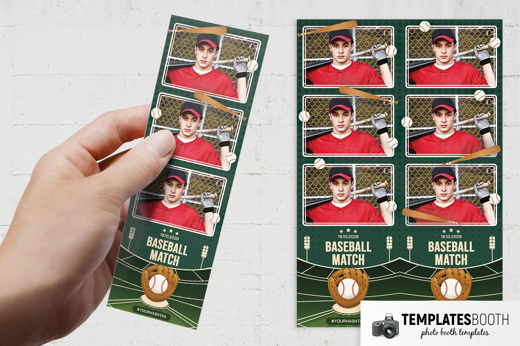 Baseball Pinstripes Photo Booth Template